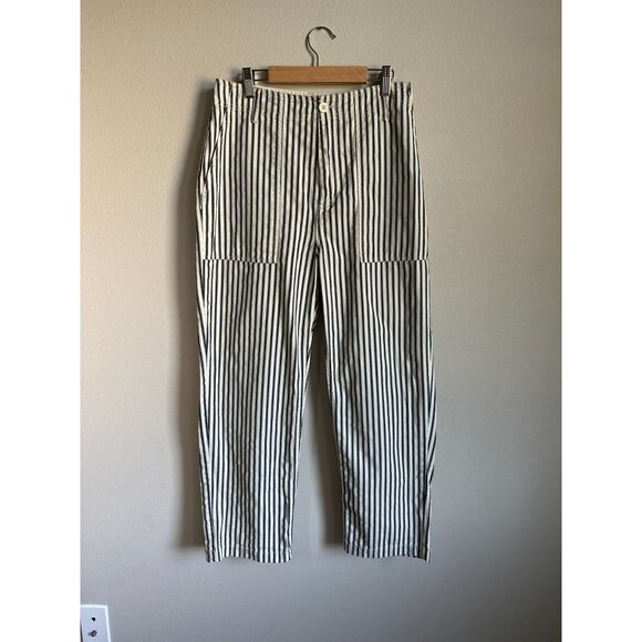 Brixton Women's Cut Vancouver Cropped Chino Navy/White Stripe Ankle Pant Size 28 - Picture 3 of 11